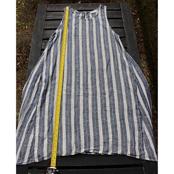 CP Shades - Jacqui Linen Trapeze Dress, Blue Stripe, Signature Dress - Med - Picture 11 of 13